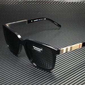 New Burberry Black with Plaid 58mm Sunglasses
